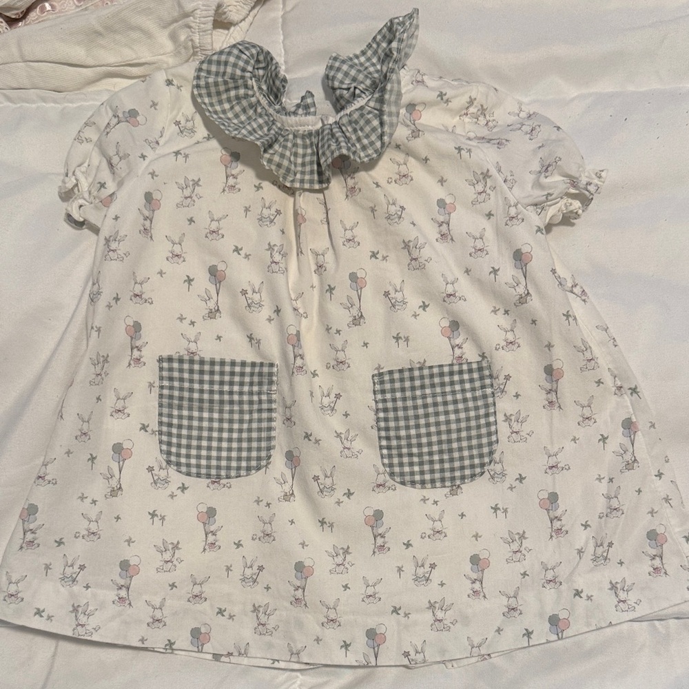 Kids' White and Gray Ruffle Collar Shirt